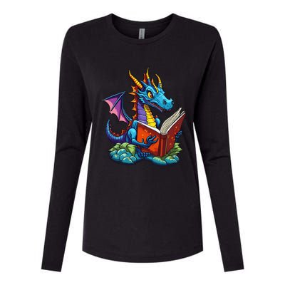 Dragon Reading A Book Womens Cotton Relaxed Long Sleeve T-Shirt