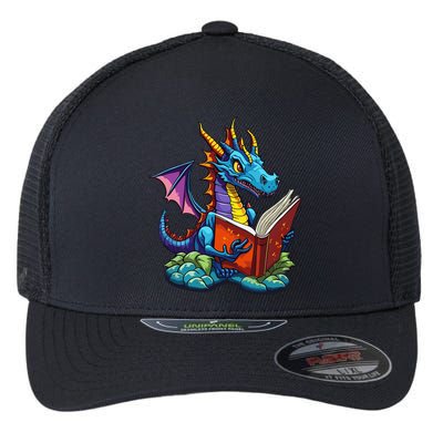 Dragon Reading A Book Flexfit Unipanel Trucker Cap