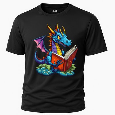 Dragon Reading A Book Cooling Performance Crew T-Shirt
