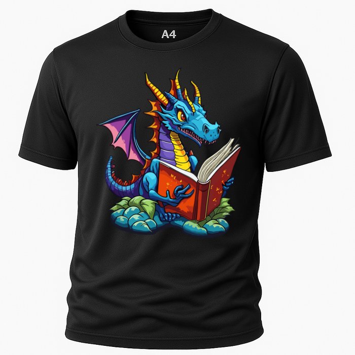 Dragon Reading A Book Cooling Performance Crew T-Shirt