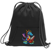 Dragon Reading A Book Sweatshirt Cinch Pack Bag