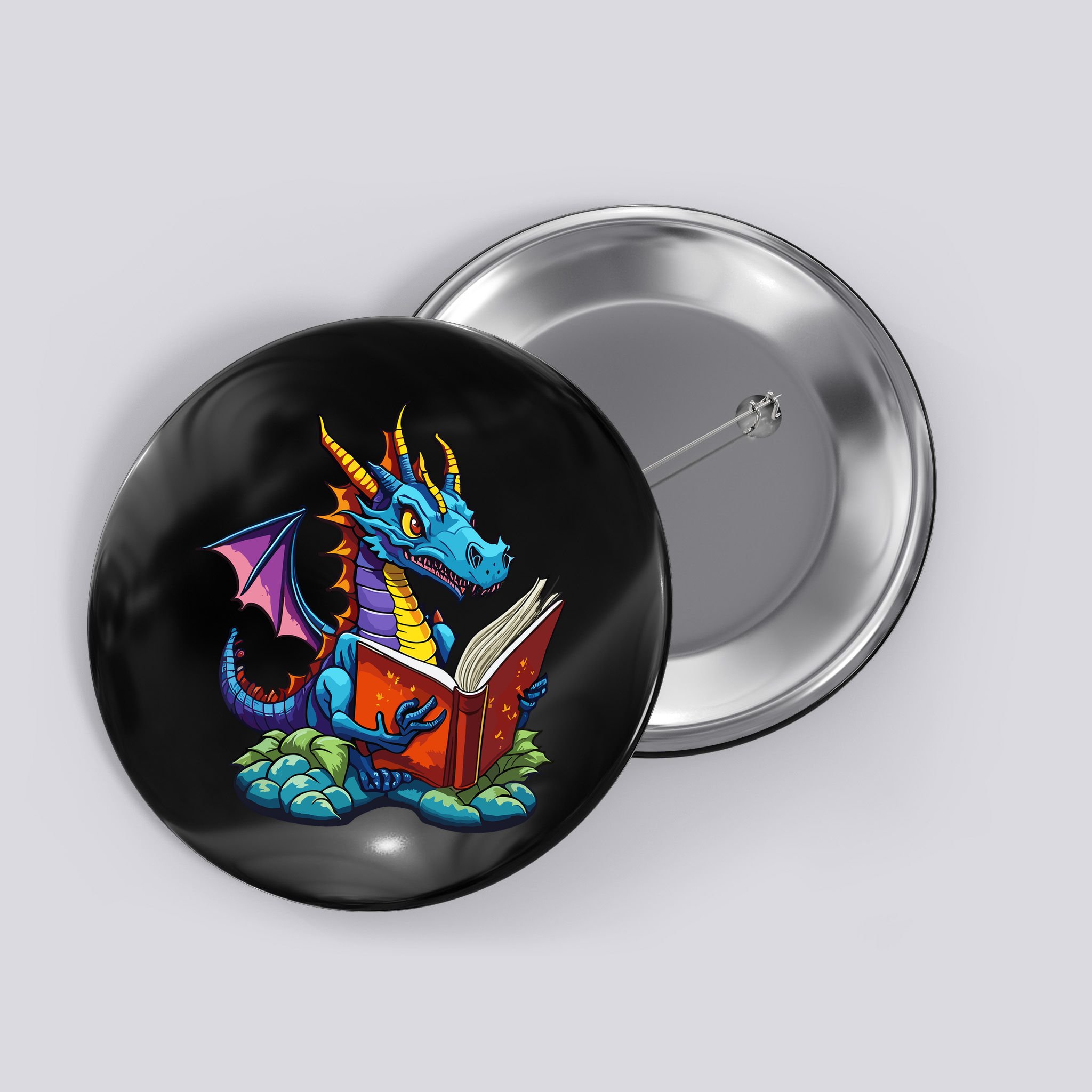 Dragon Reading A Book Button