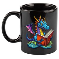 Dragon Reading A Book 11oz C Handle Ceramic Mug