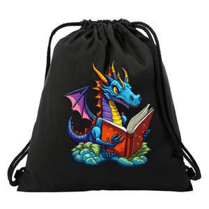 Dragon Reading A Book Drawstring Bag