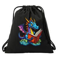 Dragon Reading A Book Drawstring Bag