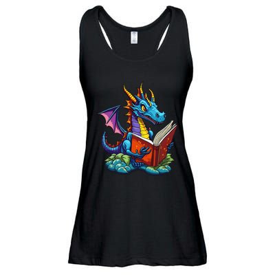 Dragon Reading A Book Ladies Essential Flowy Tank