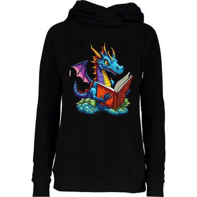 Dragon Reading A Book Womens Funnel Neck Pullover Hood