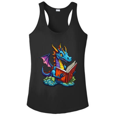 Dragon Reading A Book Ladies PosiCharge Competitor Racerback Tank