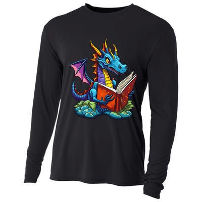 Dragon Reading A Book Cooling Performance Long Sleeve Crew