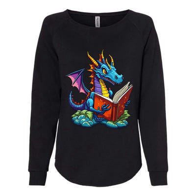 Dragon Reading A Book Womens California Wash Sweatshirt