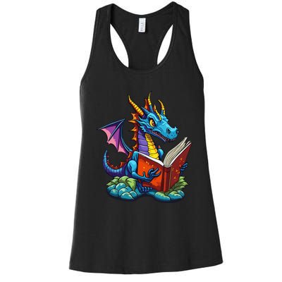 Dragon Reading A Book Women's Racerback Tank