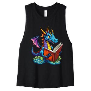 Dragon Reading A Book Women's Racerback Cropped Tank