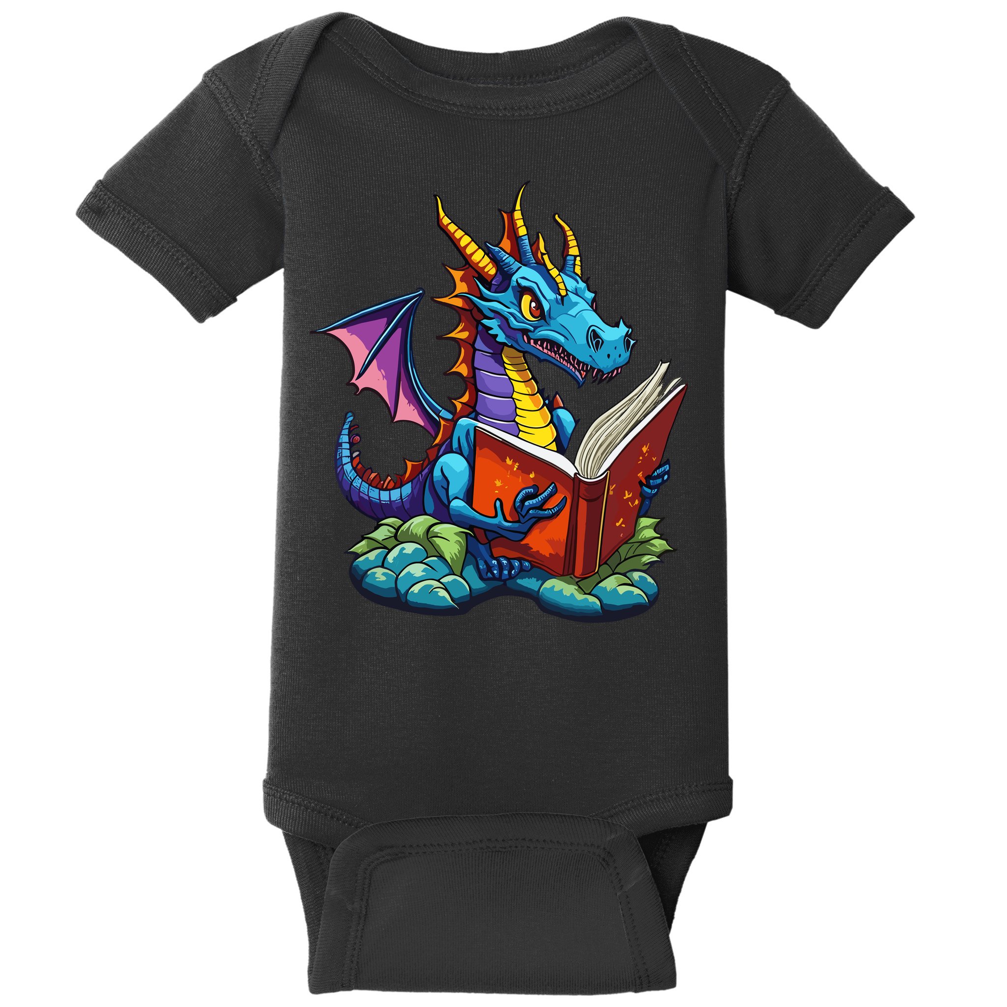 Dragon Reading A Book Baby Bodysuit