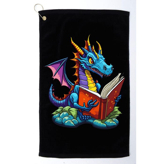 Dragon Reading A Book Golf Towel