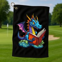 Dragon Reading A Book Golf Towel