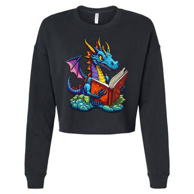 Dragon Reading A Book Cropped Pullover Crew