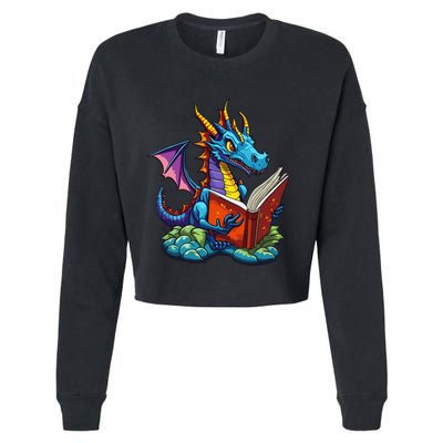 Dragon Reading A Book Cropped Pullover Crew