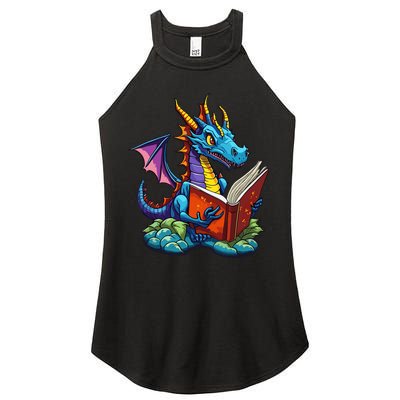 Dragon Reading A Book Women's Perfect Tri Rocker Tank