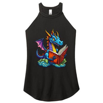 Dragon Reading A Book Women's Perfect Tri Rocker Tank