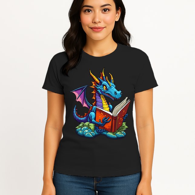 Dragon Reading A Book Womens T-Shirt