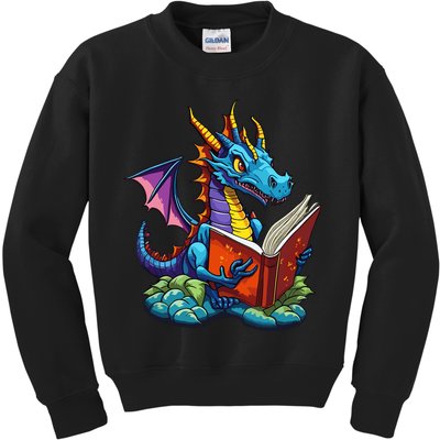 Dragon Reading A Book Kids Sweatshirt