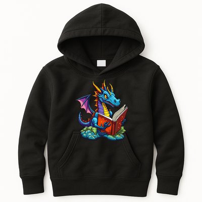 Dragon Reading A Book Kids Hoodie