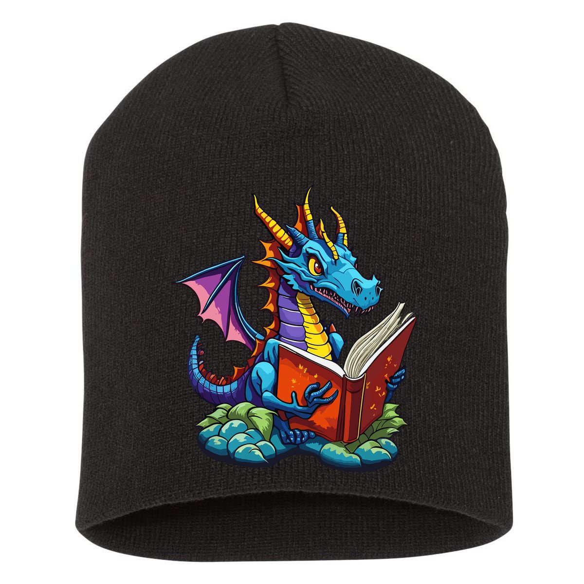 Dragon Reading A Book Short Acrylic Beanie
