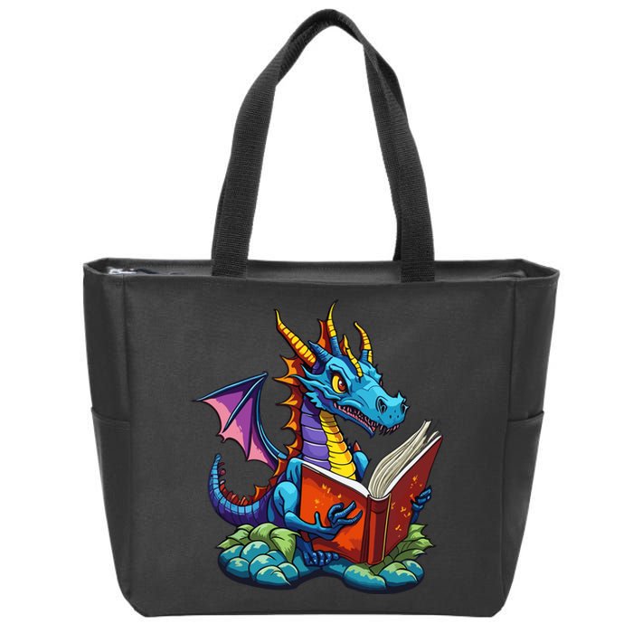 Dragon Reading A Book Zip Tote Bag