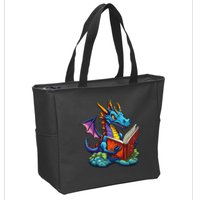 Dragon Reading A Book Zip Tote Bag