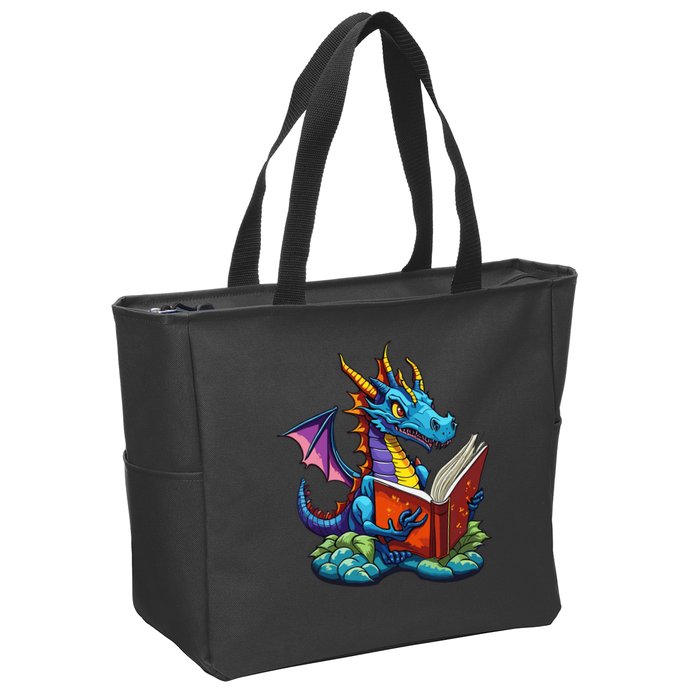 Dragon Reading A Book Zip Tote Bag
