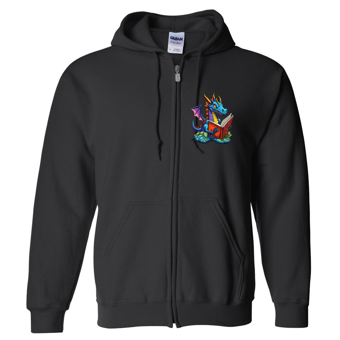 Dragon Reading A Book Full Zip Hoodie