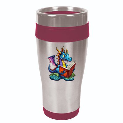Dragon Reading A Book 16oz Travel Tumbler