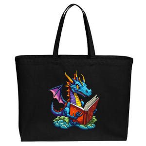 Dragon Reading A Book Cotton Canvas Jumbo Tote