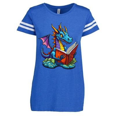 Dragon Reading A Book Enza Ladies Jersey Football T-Shirt