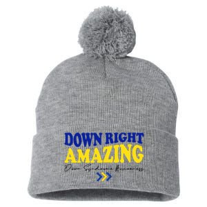 Down Right Amazing Down Syndrome Awareness Pom Pom 12in Knit Beanie