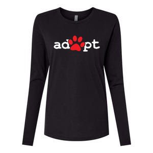 Dog Rescue Adopt Paw Womens Cotton Relaxed Long Sleeve T-Shirt