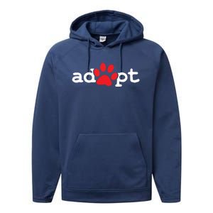 Dog Rescue Adopt Paw Performance Fleece Hoodie