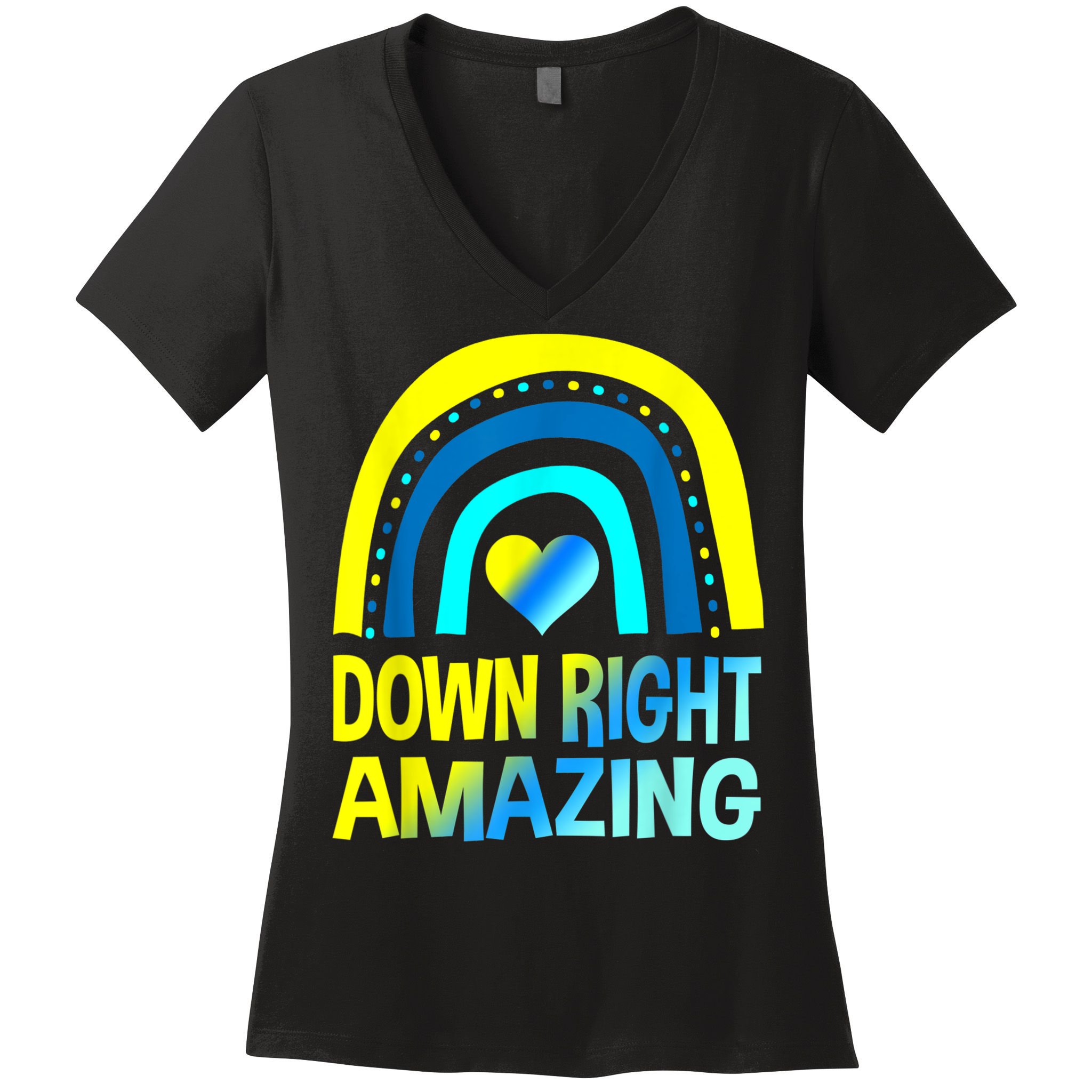 Down Right Amazing Down Syndrome Shirts Awareness Women's V-Neck T-Shirt