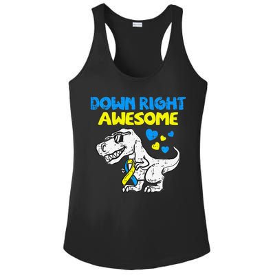Down Right Awesome Dino Down Syndrome Awareness Gift Ladies PosiCharge Competitor Racerback Tank