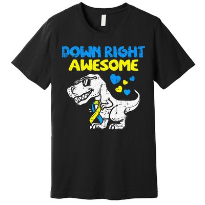 Down Right Awesome Dino Down Syndrome Awareness Gift Premium T-Shirt