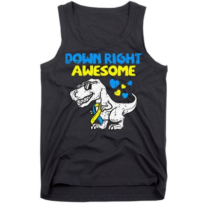 Down Right Awesome Dino Down Syndrome Awareness Gift Tank Top