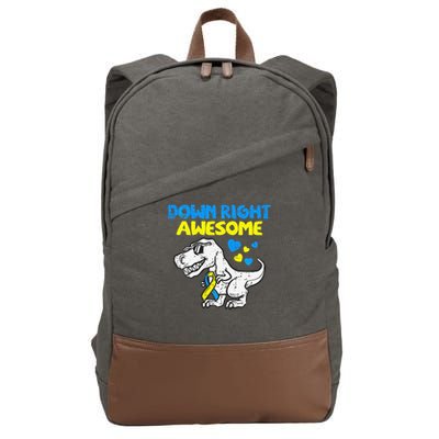 Down Right Awesome Dino Down Syndrome Awareness Gift Cotton Canvas Backpack