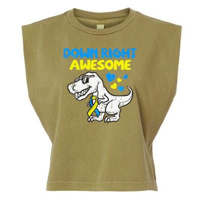 Down Right Awesome Dino Down Syndrome Awareness Gift Garment-Dyed Women's Muscle Tee