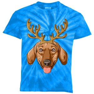 Dachshund Reindeer Antlers Christmas Dachshund Cool Gift Kids Tie-Dye T-Shirt