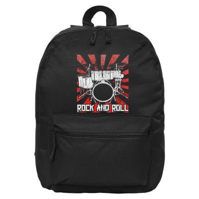 Drum Rock And Roll Drummer Music 16 in Basic Backpack
