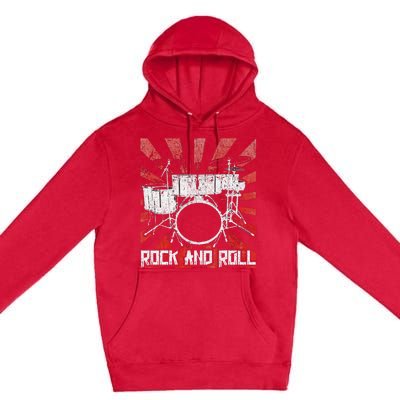 Drum Rock And Roll Drummer Music Premium Pullover Hoodie