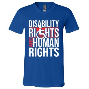 Disability Rights Are Human Rights Gift Funny Wheelchair Handicap Gift V-Neck T-Shirt