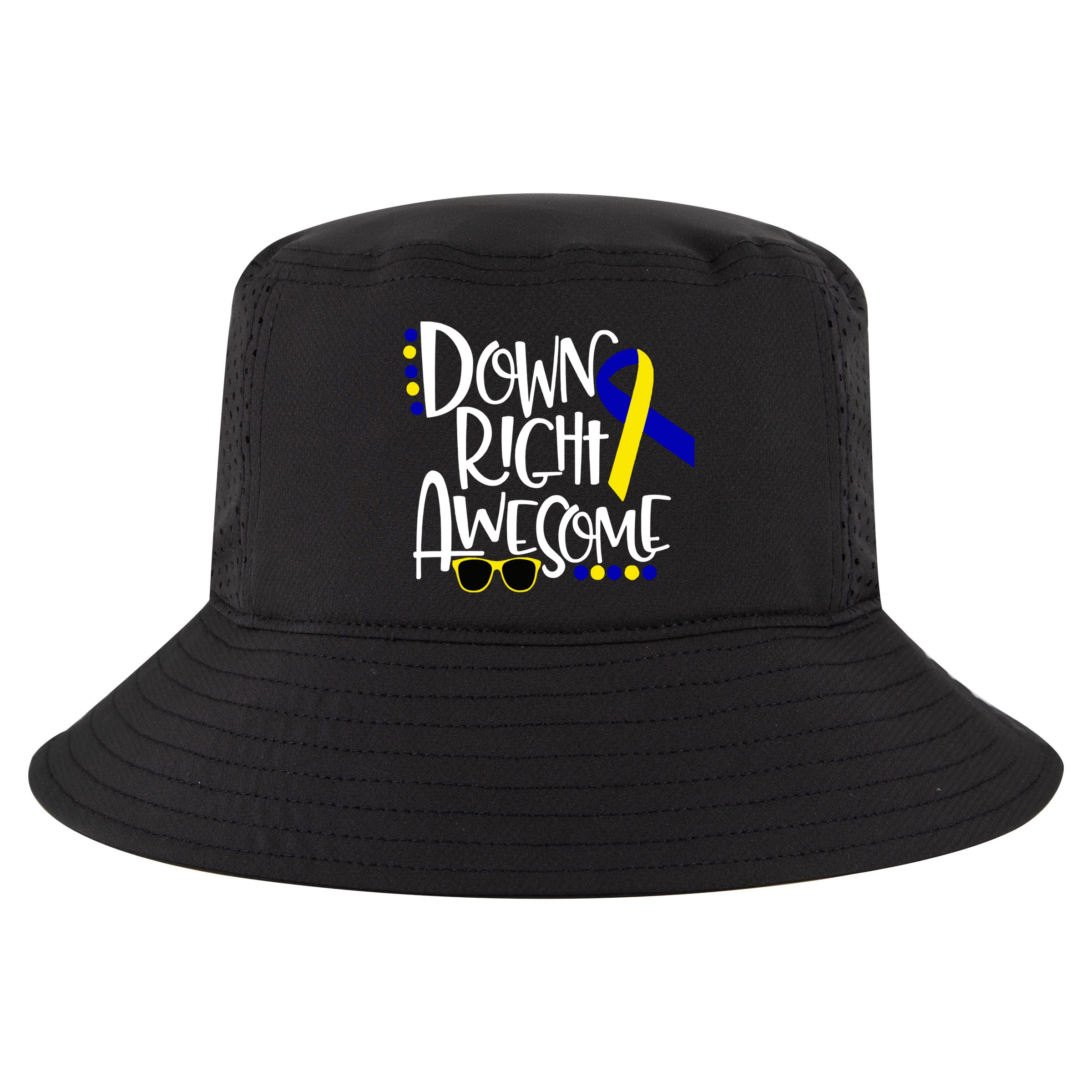 Down Right Awesome Down Syndrome Awareness Ribbon Cool Comfort Performance Bucket Hat