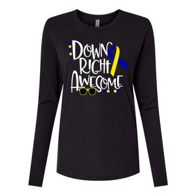 Down Right Awesome Down Syndrome Awareness Ribbon Womens Cotton Relaxed Long Sleeve T-Shirt