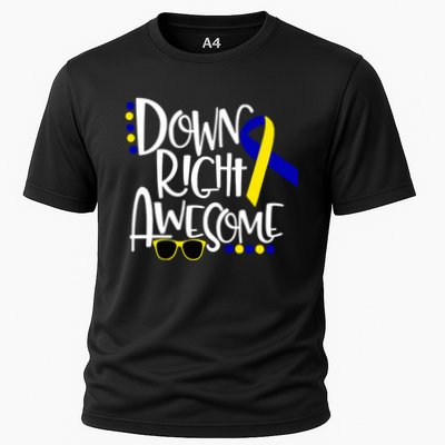 Down Right Awesome Down Syndrome Awareness Ribbon Performance Shirt